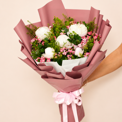 Ivory Peony Garden Bouquet