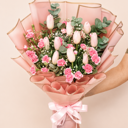 Pink Whisper Tulip Bouquet