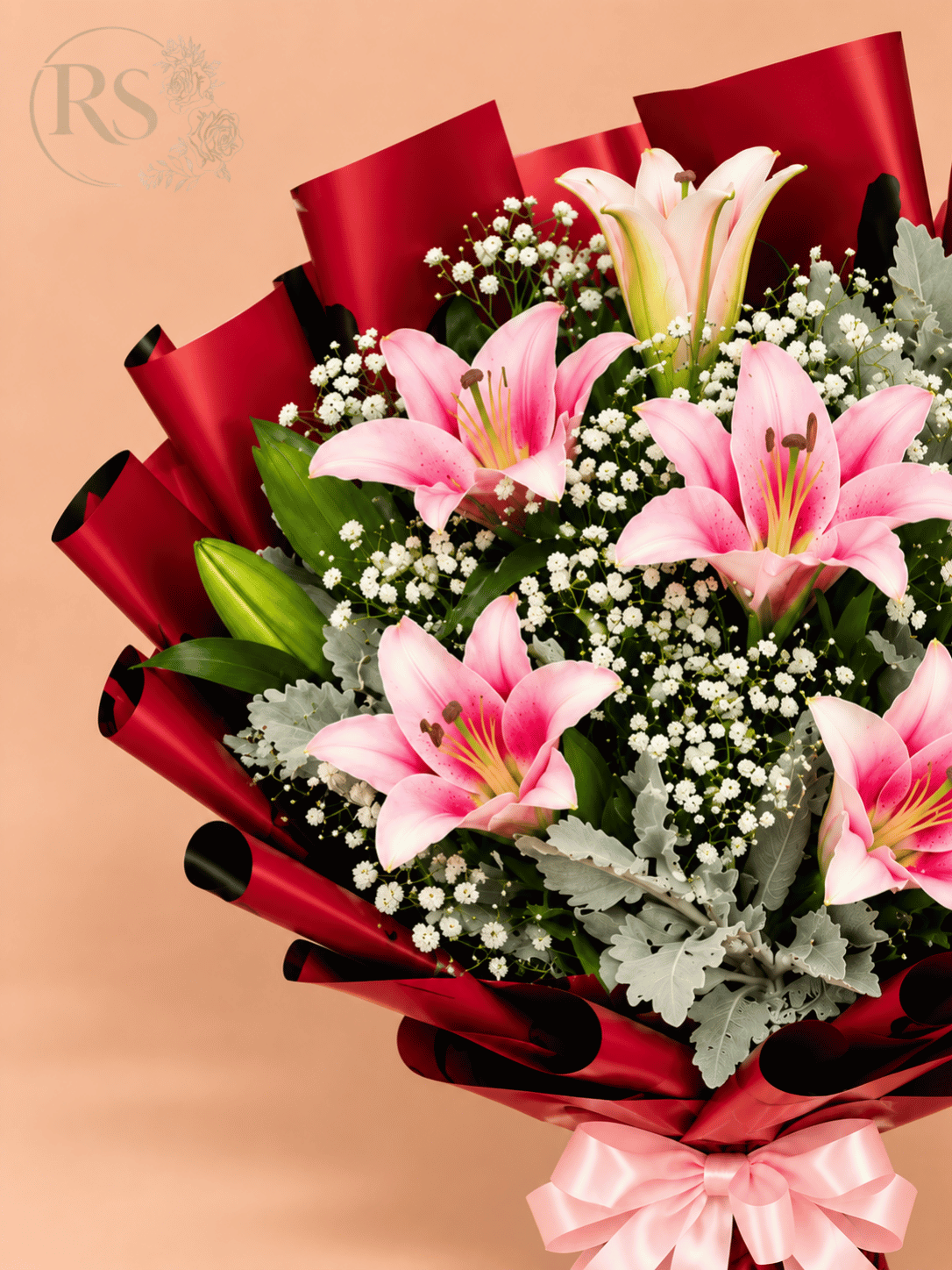 Crimson Lily Bouquet - Image 2